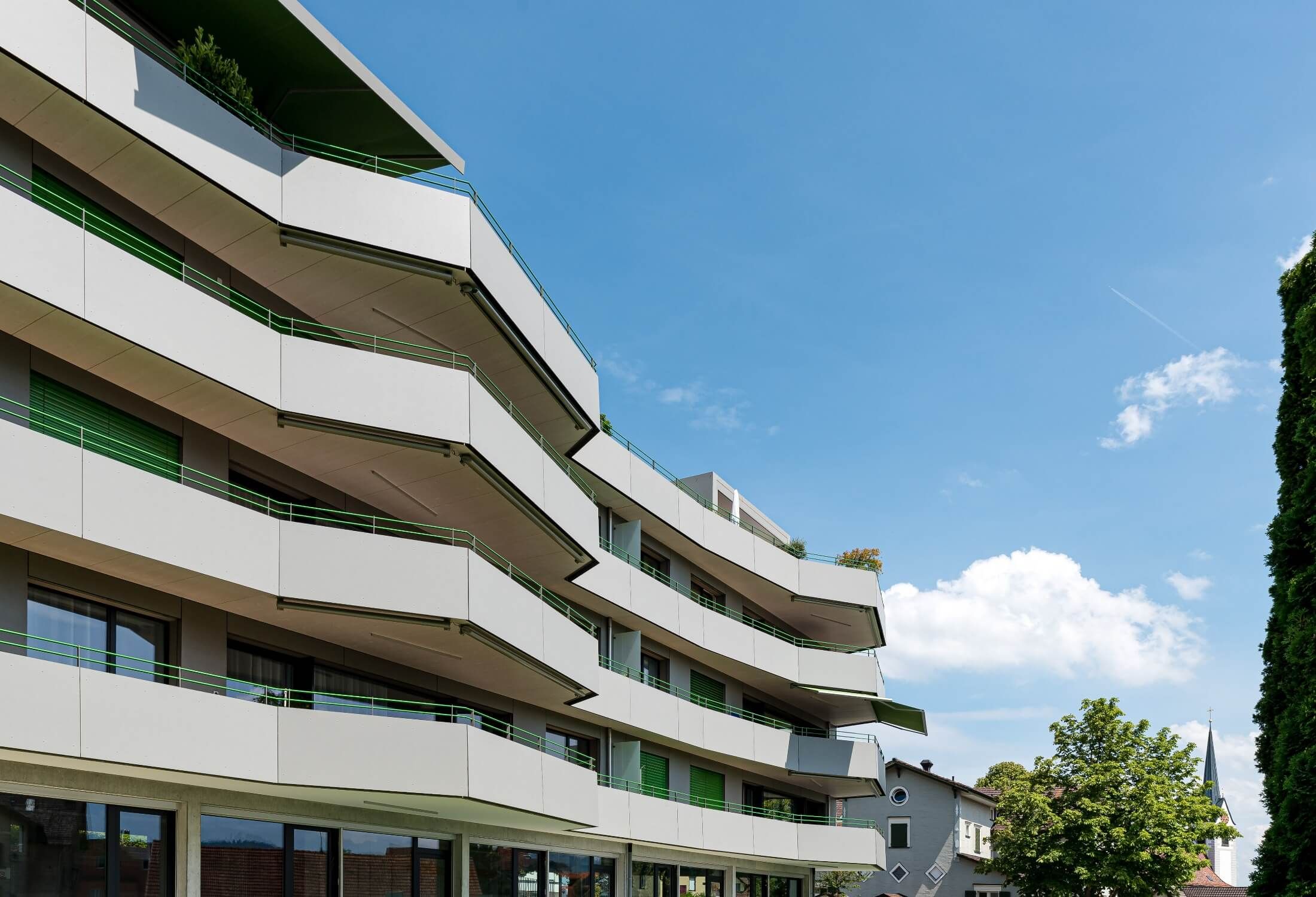 Perspektive, Mehrfamilienhaus Gallusstrasse, Engelburg SG, Ostschweiz. Architektur